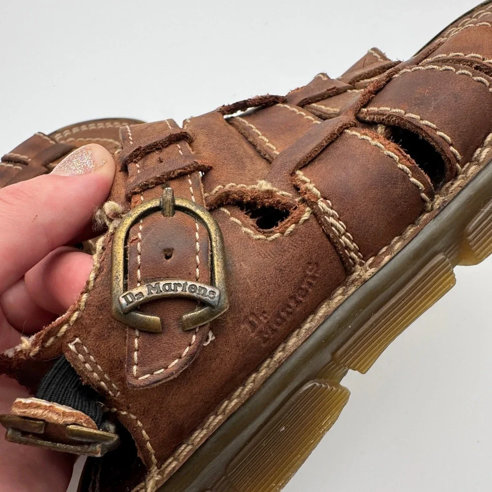 Dr. Martens 6447 Kids Brown Leather‎ Fisherman Sandals Size 13 Buckle AirWair